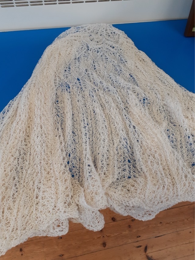 a gorgeous knitted shawl, also by Daryl